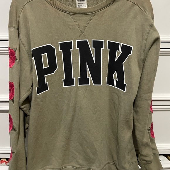 PINK Victoria's Secret Tops - PINK Victoria's Secret Khaki and Pink Women's Sweater